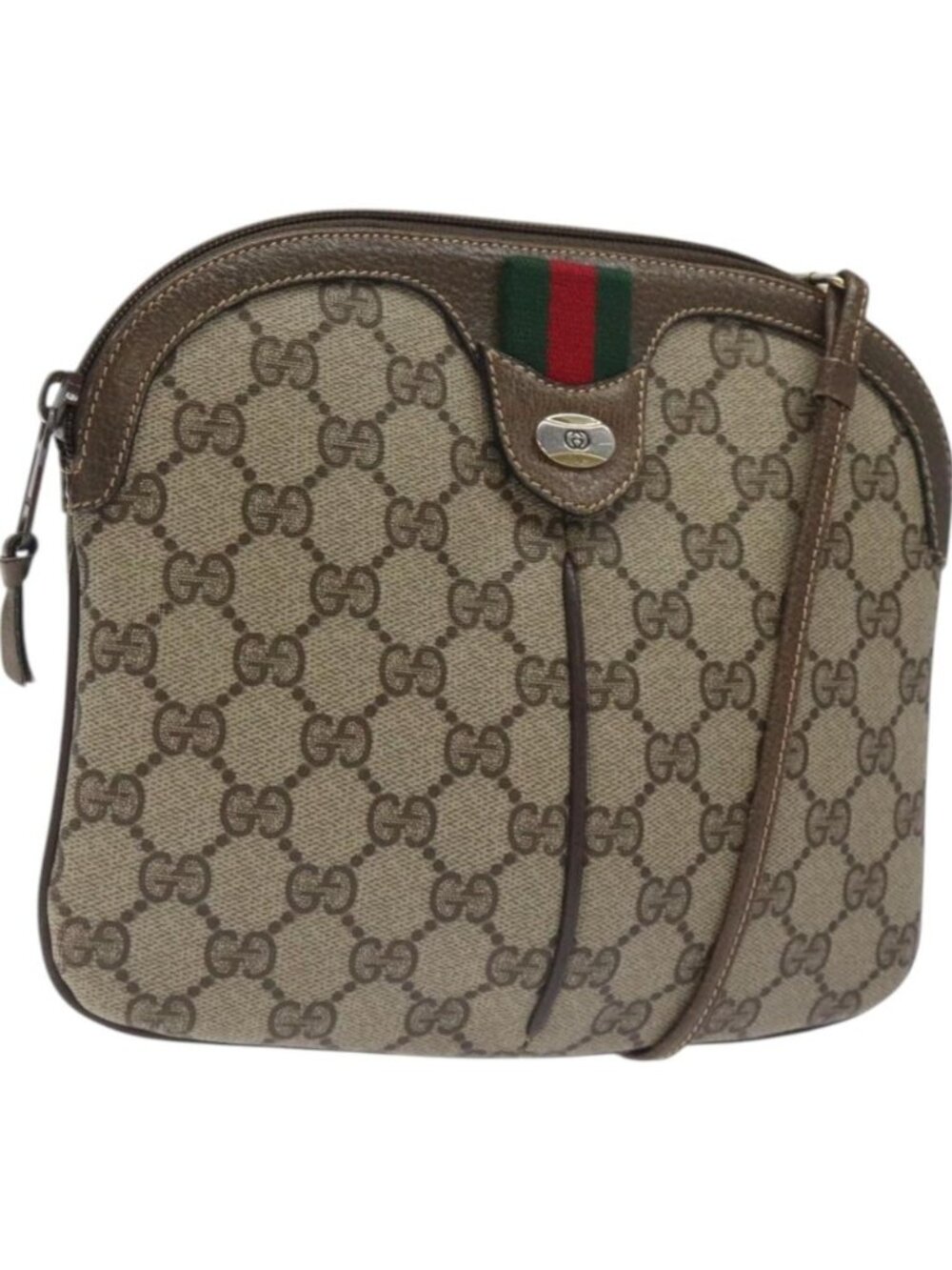 GUCCI GG Supreme Web Sherry Line Shoulder Bag PVC Beige 004 02 047
